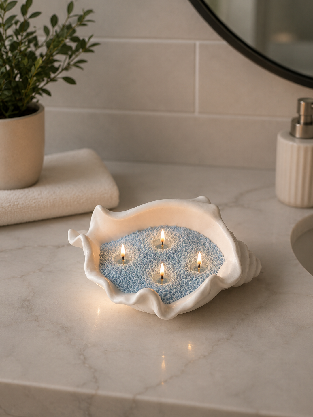 Sky Blue Pearled Candle Sand