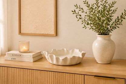 Wavy Cast Stone Vase